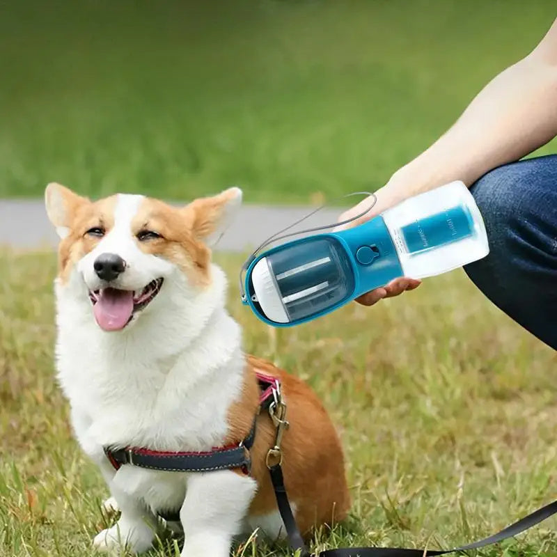 3-in-1 Portable Dog Water Bottle | Food & Waste Bag Dispenser for Pets