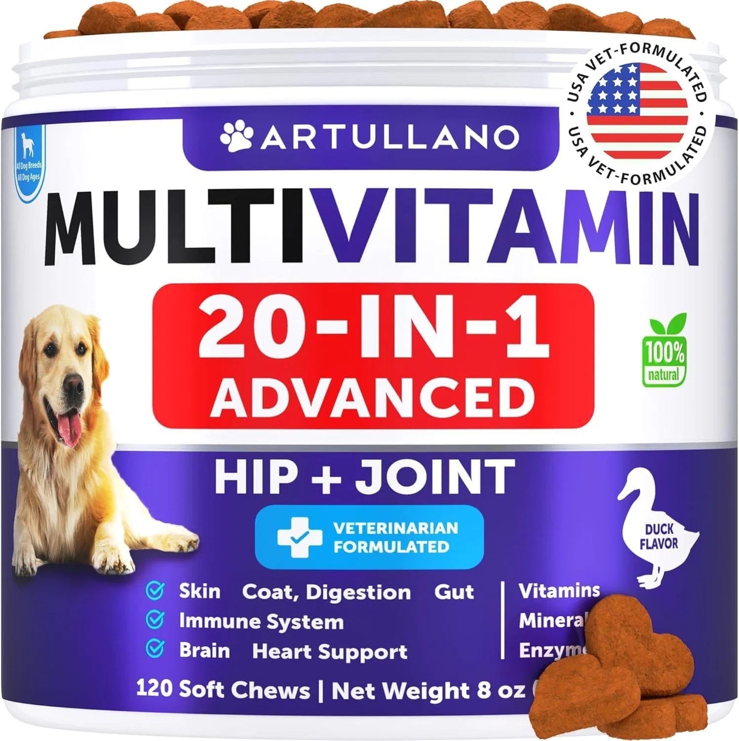 20-in-1 Dog Multivitamin Chews | Glucosamine Joint & Immune Support Supplements