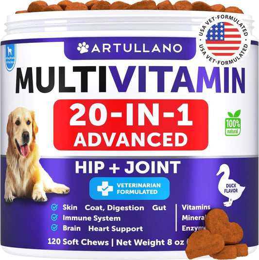 20-in-1 Dog Multivitamin Chews | Glucosamine Joint & Immune Support Supplements